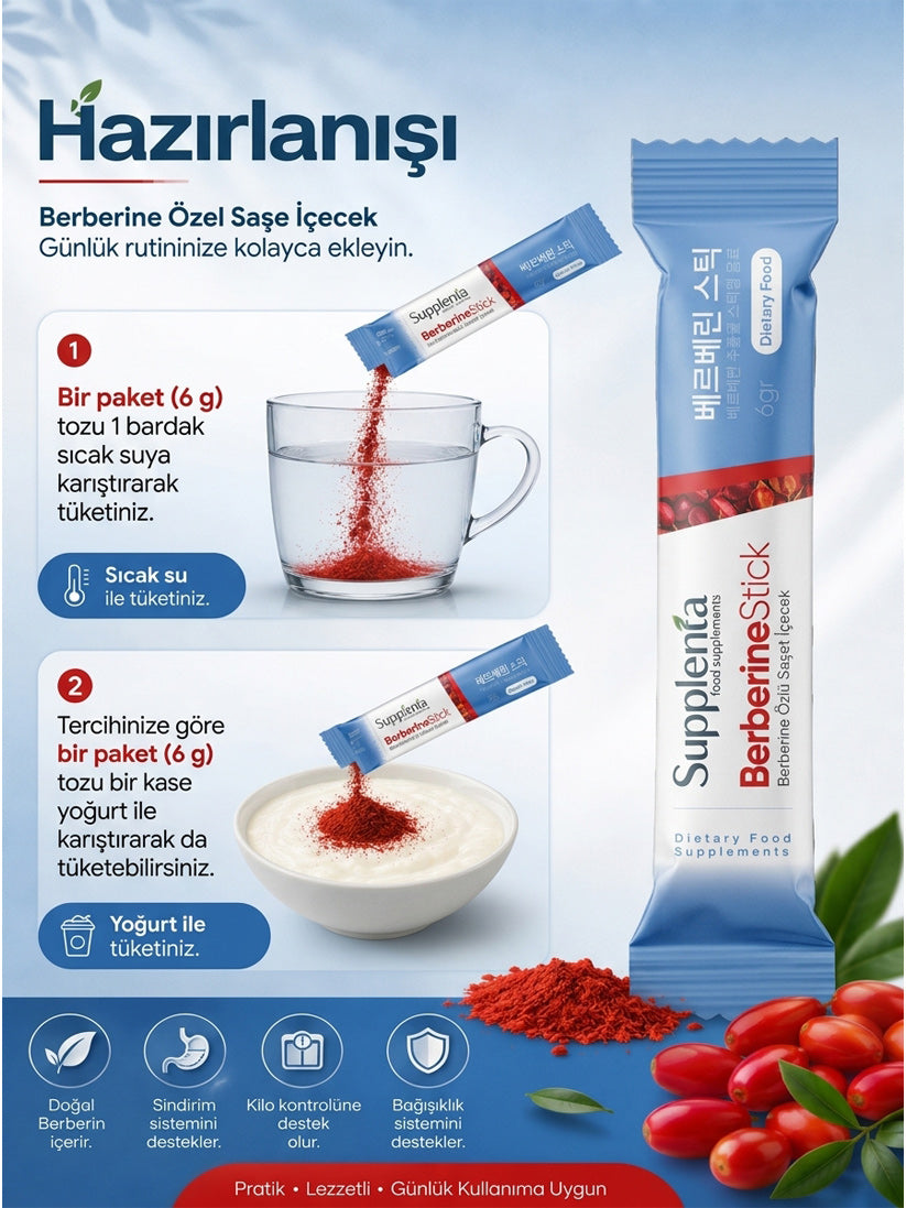 Supplenta BerberineStick Berberine Özlü Saşet İçecek 20 x 6 g