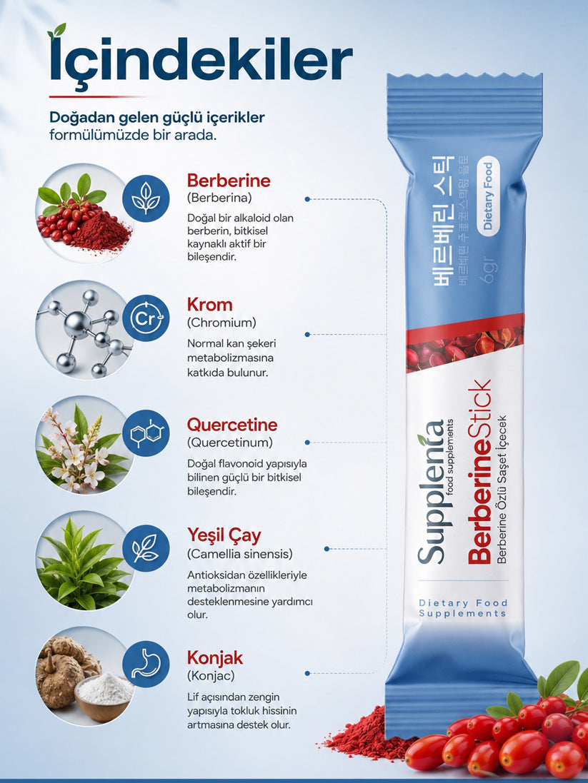 Supplenta BerberineStick Berberine Özlü Saşet İçecek 20 x 6 g