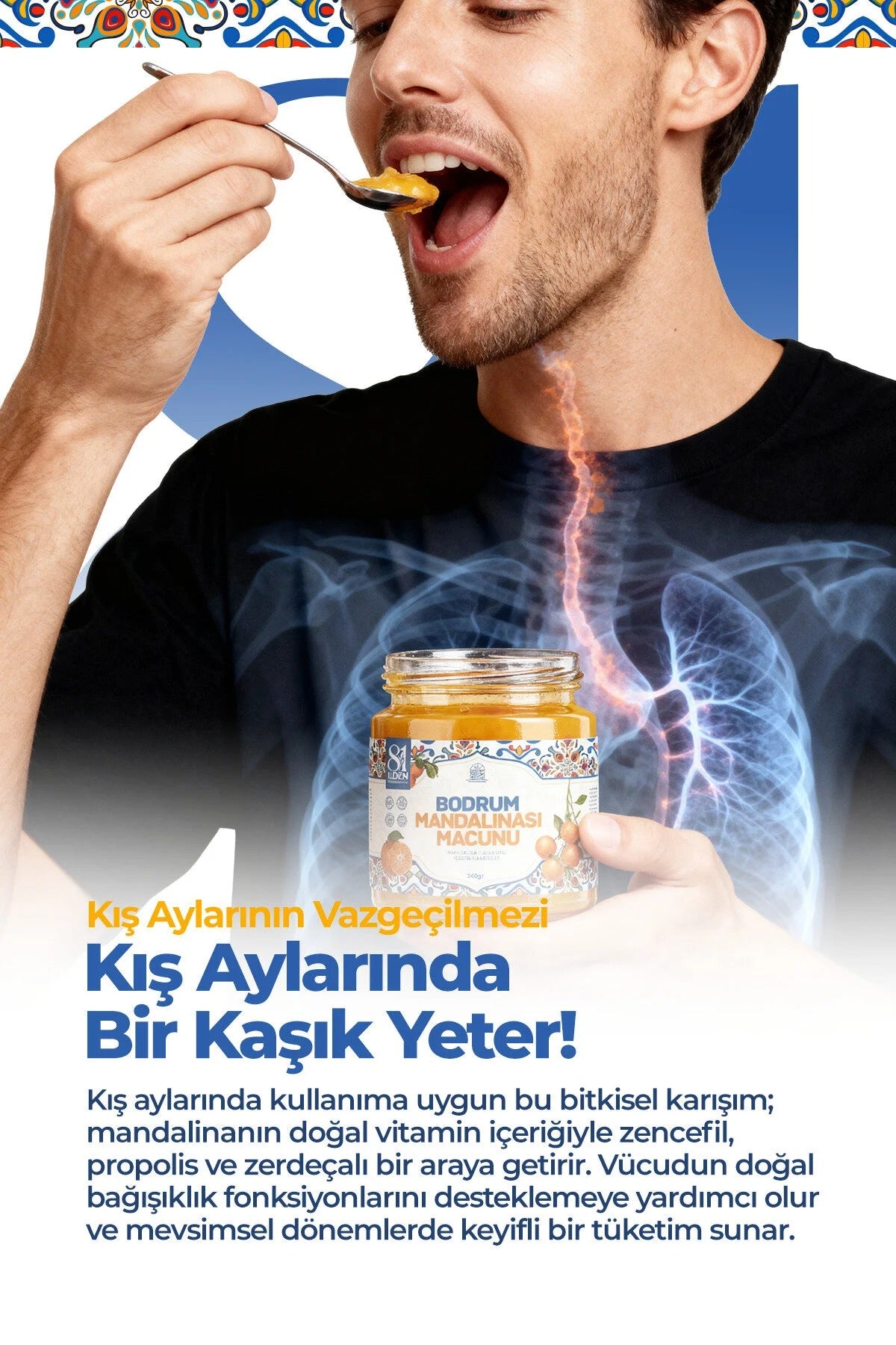 81 İlden Bodrum Mandalinası Macunu Zencefil, Zerdeçal ve Propolis İçeren Marmelat 240 g
