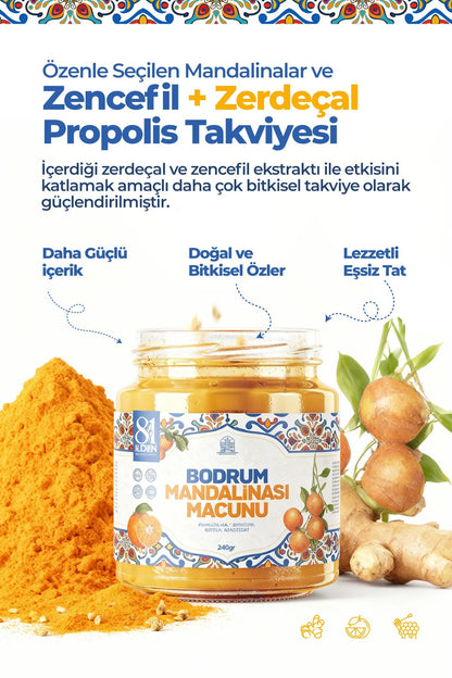 81 İlden Bodrum Mandalinası Macunu Zencefil, Zerdeçal ve Propolis İçeren Marmelat 240 g