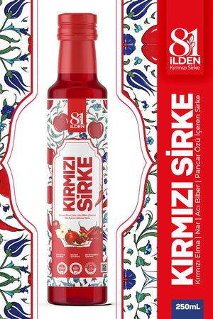 81 İlden Kırmızı Sirke Elma, Nar, Acı Biber ve Pancar Özü İçeren Bitkisel Sirke 250 ml