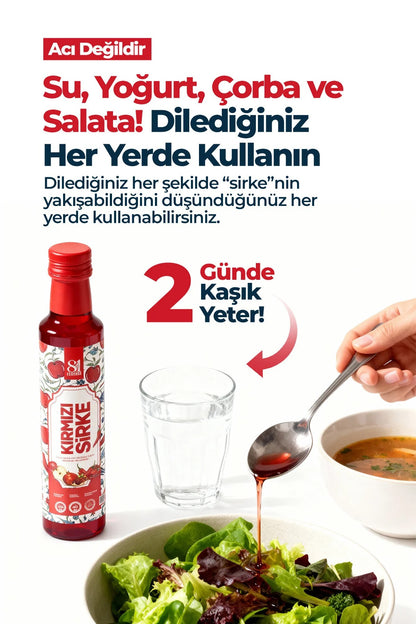81 İlden Kırmızı Sirke Elma, Nar, Acı Biber ve Pancar Özü İçeren Bitkisel Sirke 250 ml