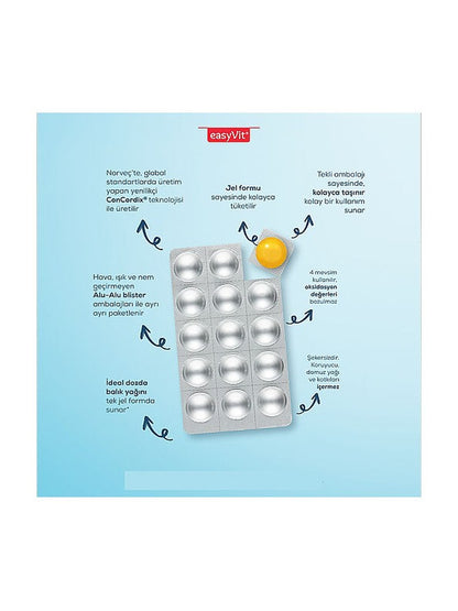 Easy Fish Oil Portakal ve Limon Aromalı Balık Yağı ve D Vitamini 30 Çiğnenebilir Form