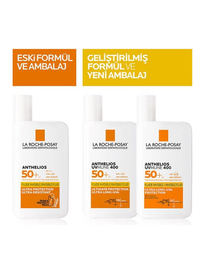 La Roche Posay Anthelios UVmune400 Invisible Fluid Tüm Cilt Tipleri İçin SPF50+ Yüz Güneş Kremi 50 ml