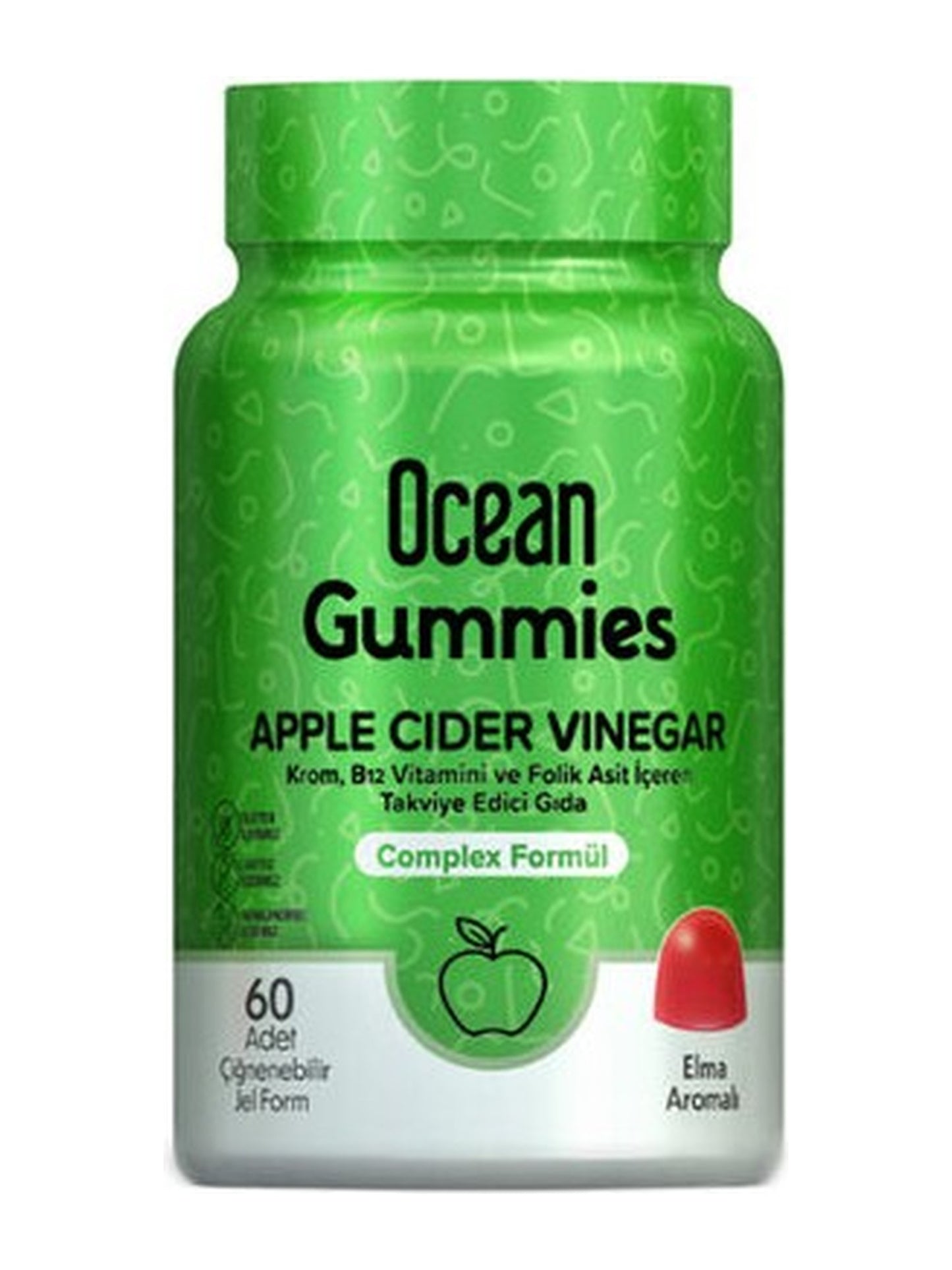 Orzax Ocean Gummies Apple Cider Vinegar Takviye Edici Gıda 60 Adet Çiğnenebilir Form