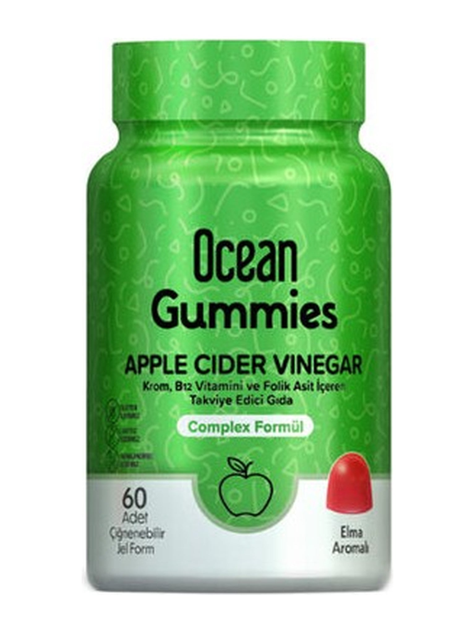 Orzax Ocean Gummies Apple Cider Vinegar Takviye Edici Gıda 60 Adet Çiğnenebilir Form