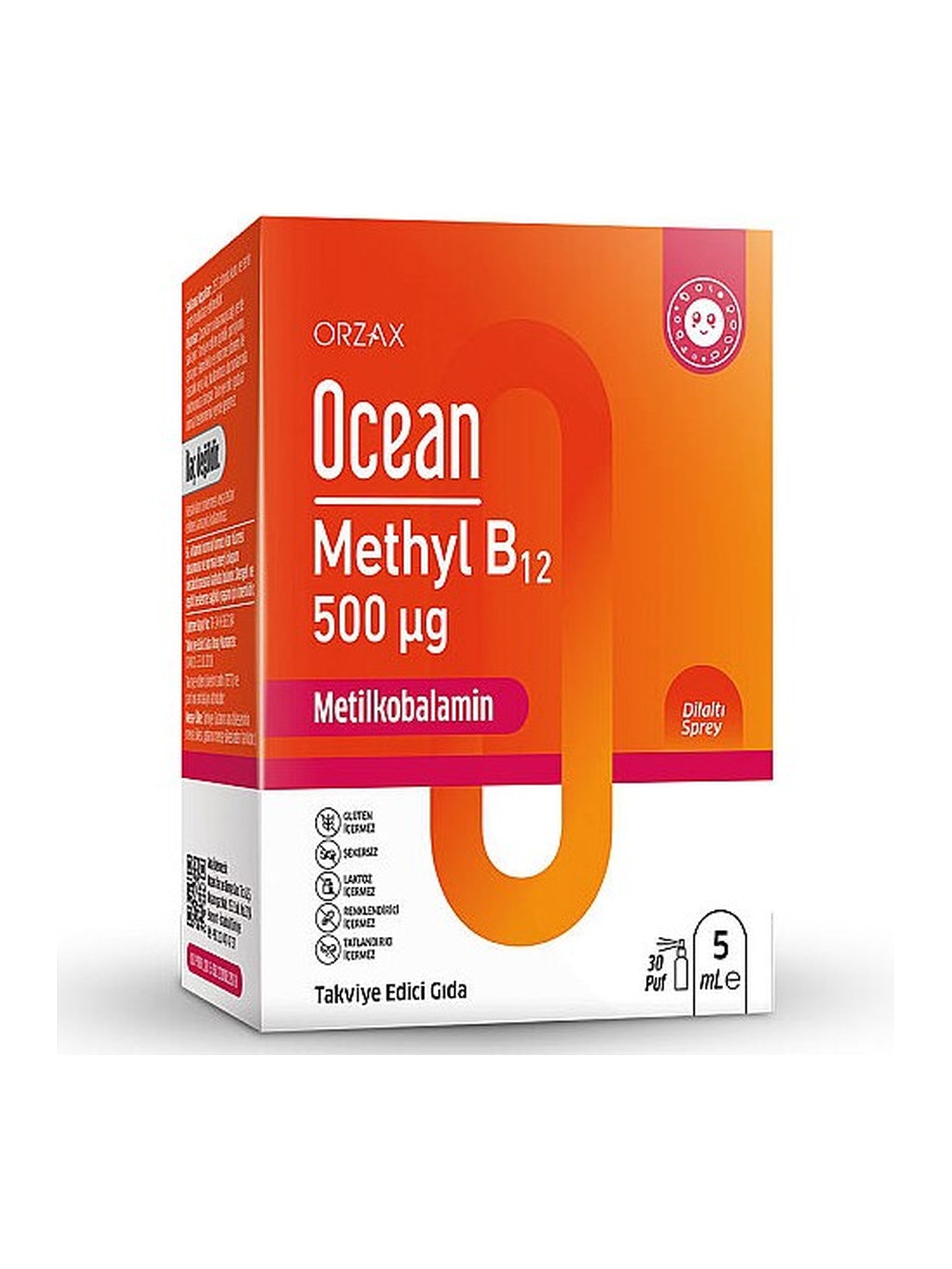 Orzax Ocean Methyl B12 Dilaltı Sprey 5 ml - 30 Doz