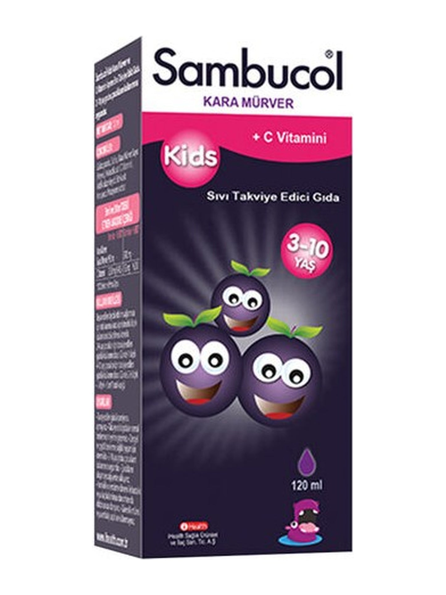 Sambucol Kids Kara Mürver ve C Vitamini İçeren Sıvı Takviye Edici Gıda 120 ml