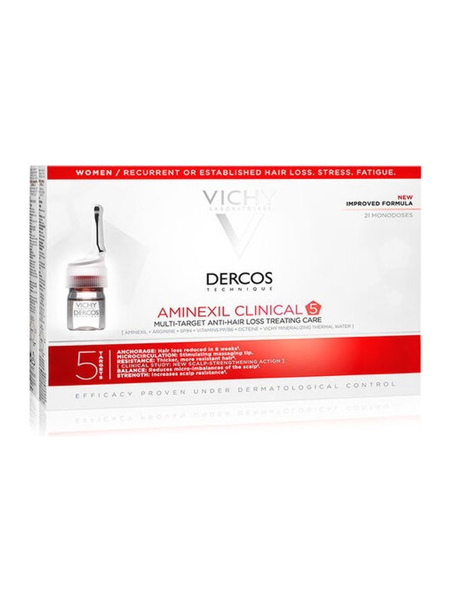 Vichy Dercos Aminexil Clinical 5 21x6ml - Kadınlar için Saç Dökülmesine Karşı Serum
