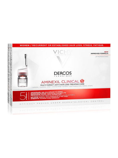 Vichy Dercos Aminexil Clinical 5 21x6ml - Kadınlar için Saç Dökülmesine Karşı Serum