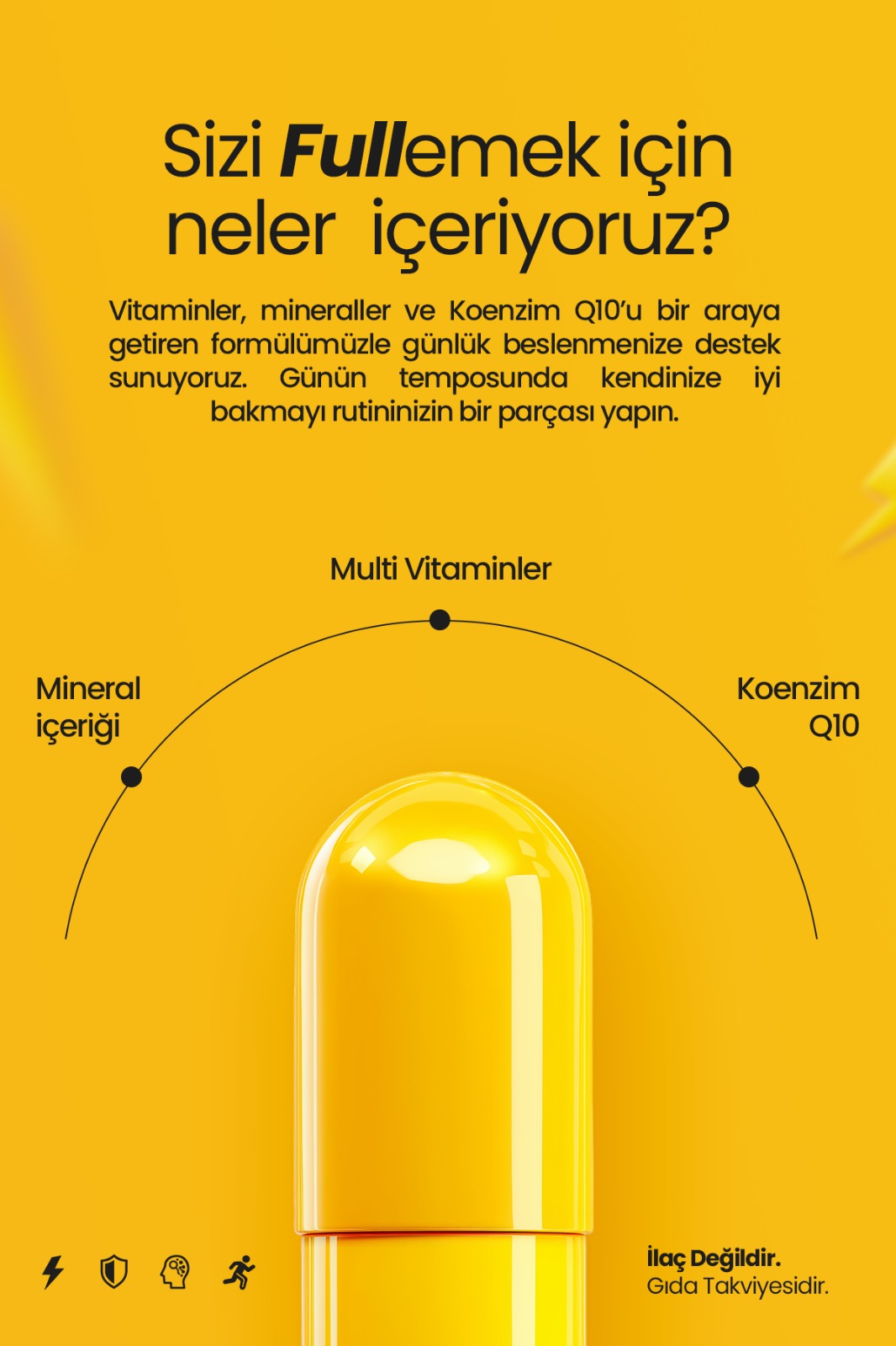 VitaminLife Full Multivitamin, Mineral ve Koenzim Q10 İçeren Takviye Edici Gıda 30 Kapsül