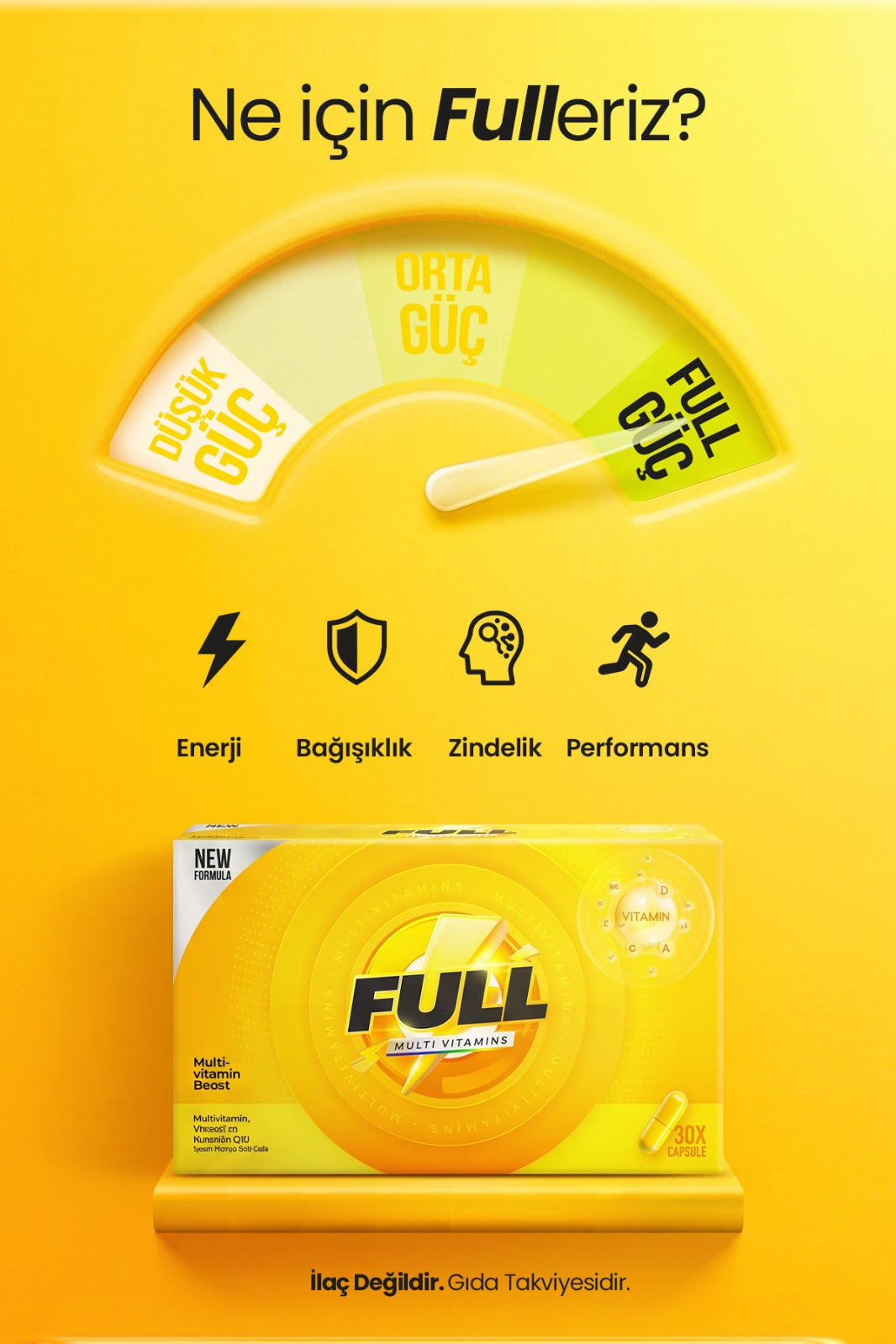VitaminLife Full Multivitamin, Mineral ve Koenzim Q10 İçeren Takviye Edici Gıda 30 Kapsül