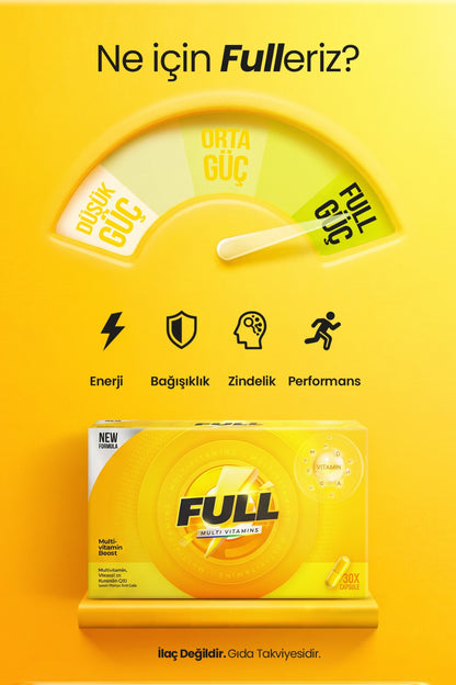 VitaminLife Full Multivitamin, Mineral ve Koenzim Q10 İçeren Takviye Edici Gıda 30 Kapsül