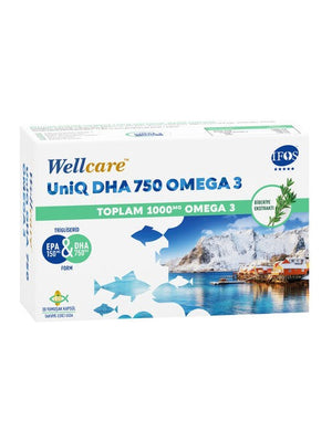 Wellcare UniQ DHA 750 Omega 3 Balık Yağı 30 Kapsül